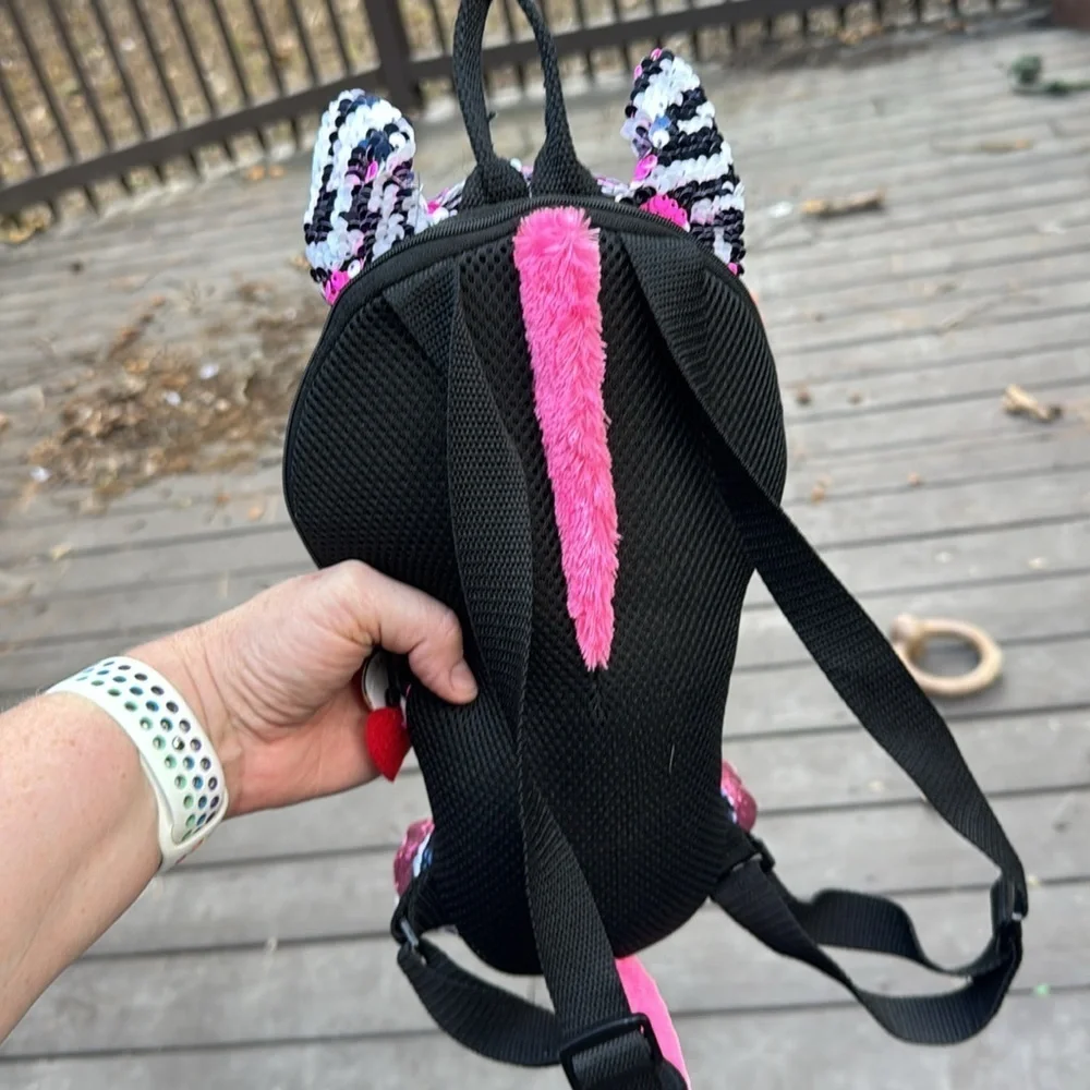 NWT Ty Zoey Sequin Zebra Plush Backpack